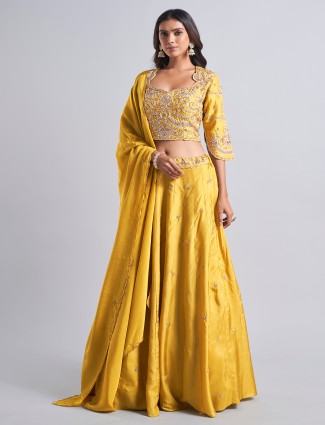 Gorgeous mustard yellow silk lehenga choli