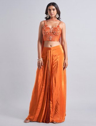 Stunning orange lehenga choli with dupatta