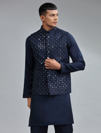 Latest silk navy waistcoat set with bottom