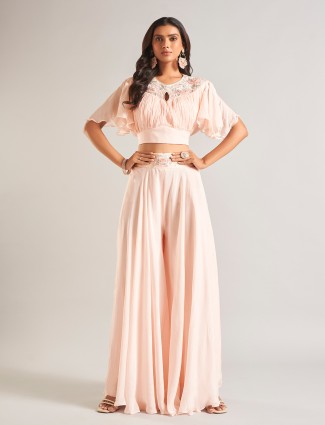 Latest peach silk palazzo salwar suit