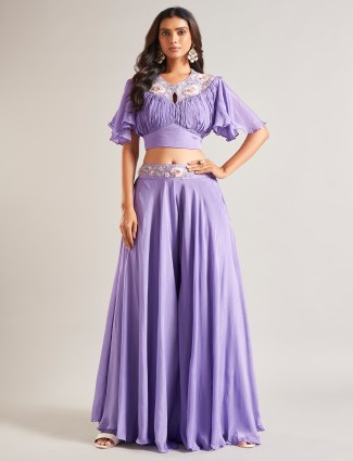 Elegant purple georgette palazzo salwar suit