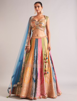 Latest multi color silk lehenga choli