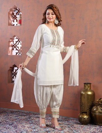 Cotton White dhoti suit for festival