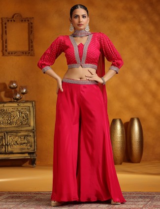 Pink satin silk palazzo suit for wedding wear