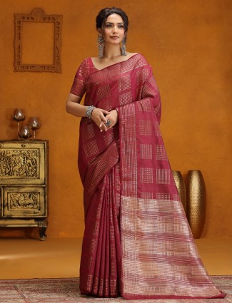 Maroon silk wedding wear saree