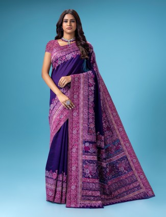 Newest purple pashmina silk saree