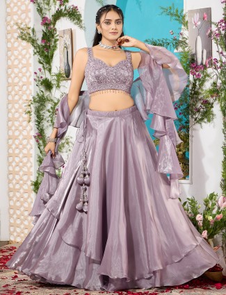 Light purple organza lehenga choli for women
