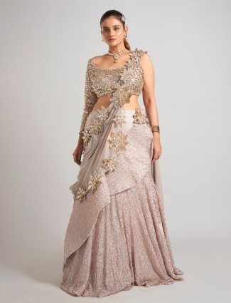 Light purple soft net lehenga choli with subtle party sparkle