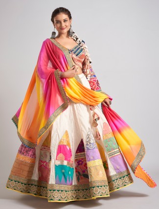 Multicolor silk chaniya choli for traditional navratri vibes