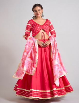 Red silk navratri chaniya choli for garba elegance