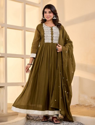 Pastel olive dream cotton kurti set
