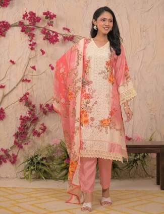 pink silk kurti set with festive embroidery