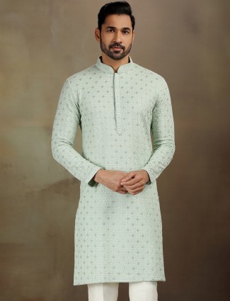 Pista green royan kurta pant set