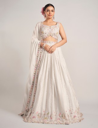 Light grey silk lehenga choli for wedding