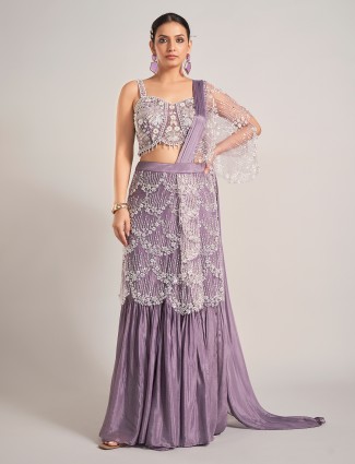 Light purple silk wedding lehenga choli