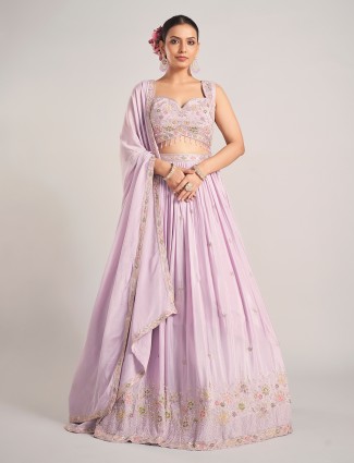Lilac purple wedding wear silk lehenga choli