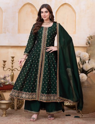 Black georgette salwar suit with resham embroidery