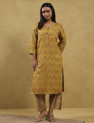 Yellow cotton silk kurti for casual elegance