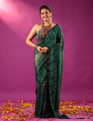 Green threaded glory in cruss tussar silk saree