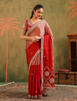 Golden radiance tissue silk saree with royal embellishments