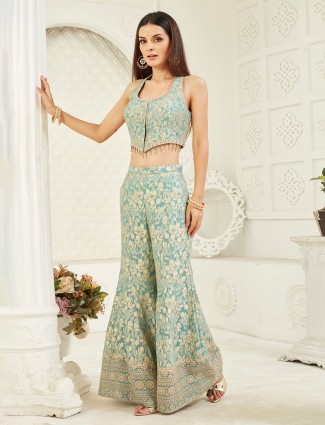 Onion pink lycra designer indo-western suit