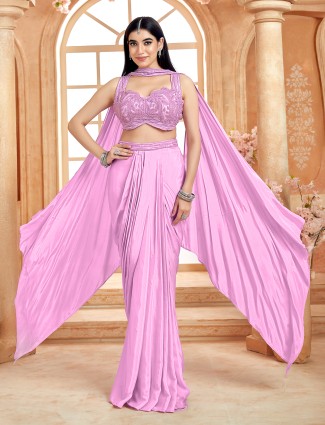 Lavender silk indo western party suit