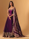 Purple silk wedding wear lehenga choli with zardosi detailing
