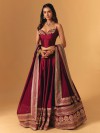 Maroon silk zardosi worked designer lehenga choli