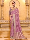 Charming onion pink banarasi crepe saree