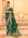 Classic green banarasi crepe silk saree