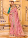 Graceful pink banarasi crepe silk saree