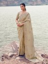 Beige handcrafted festive glamour drape
