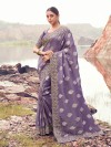 Purple ornate craftsmanship elegance saree