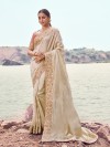 Cream embellished graceful wedding saree