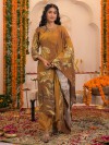 Mustard yellow printed kurti set with dupatta