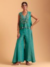 Rama green chiffon jacket palazzo
