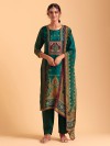 Dark green printed silk salwar