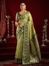 Green modal silk banarasi saree with zari work