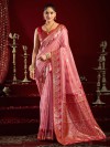Pink modal silk banarasi zari traditional saree