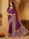 Wine viscose saree with regal shimmer