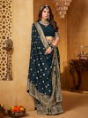 Rama blue woven saree with elegance