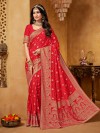 Red viscose saree with festive radiance