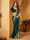 Green viscose saree with ornate detailing
