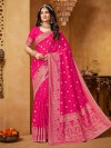 Pink viscose saree with timeless grace