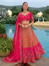 Pink silk cutwork wedding lehenga choli