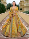 Yellow silk wedding lehenga choli with embroidery