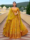 Yellow silk lehenga choli for haldi celebration