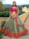 Mint blue and magenta silk lehenga choli