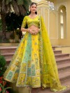 Lime yellow silk wedding lehenga choli