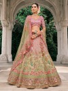 Pista and pink shaded silk lehenga choli with delicate embellishments